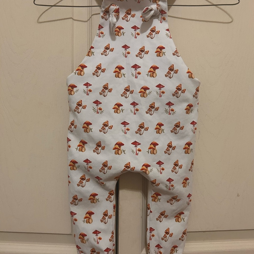Mushroom Print Tie Knot Overalls 18/24Months